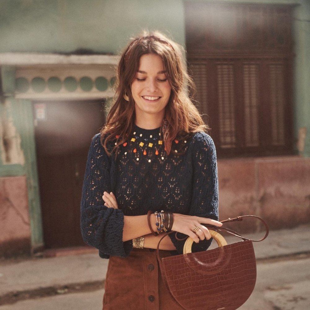 Sezane Vittorio Pullover Sweater - Navy